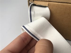 Luksus elastik - hvid med striber i kanten, 35 mm